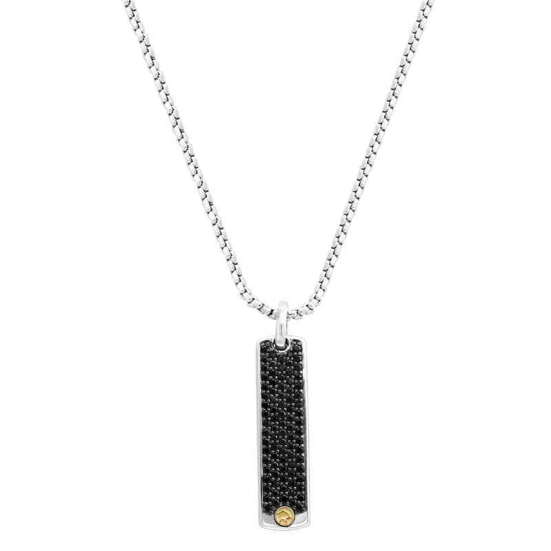 Effy Men's 925 Sterling Silver/18K Yellow Gold Black Sapphire Pendant Necklace