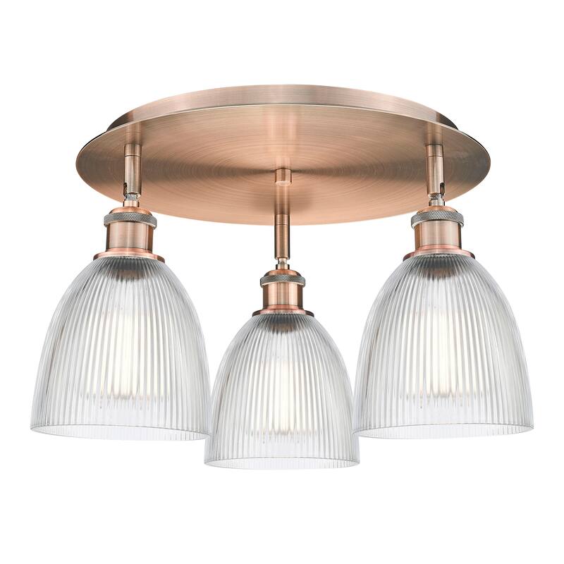 Innovations Lighting Castile - 3 Light 18" Flush Mount - Clear/Antique Copper
