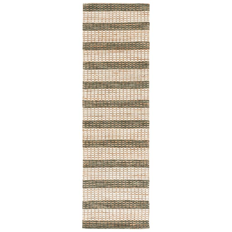 Martha Stewart by SAFAVIEH Handmade Halldis Jute Rug - 2'3" x 8' Runner - Natural/Green