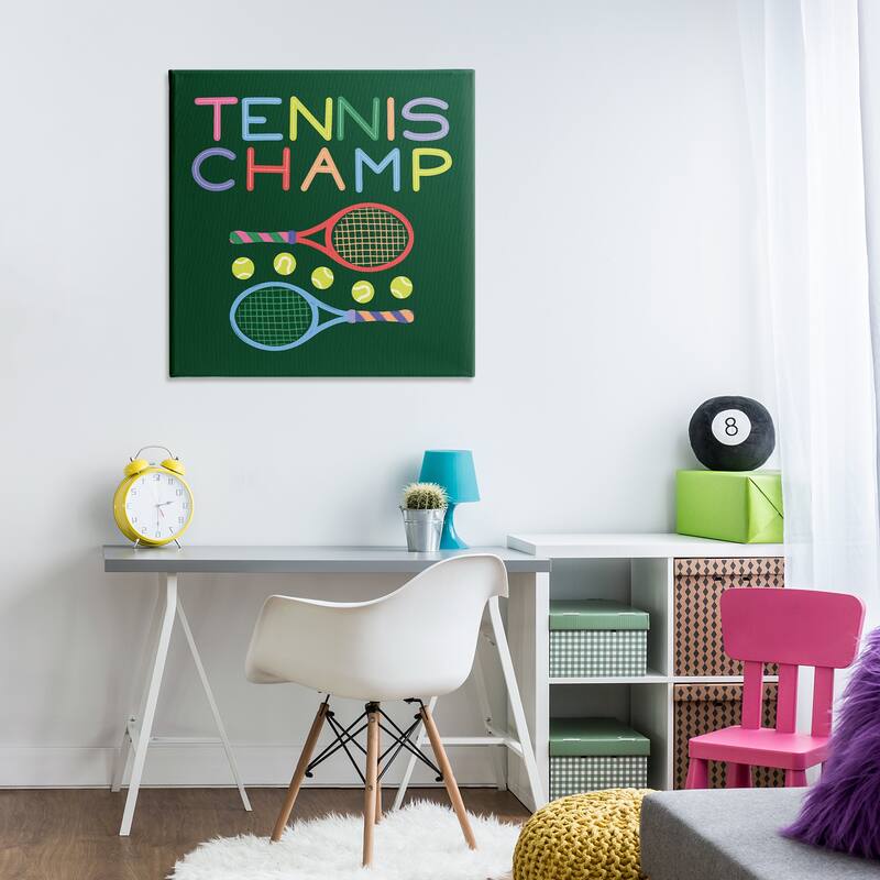 Stupell Tennis Champ Racket & Balls Canvas Wall Art Design By Sazerelli Designs