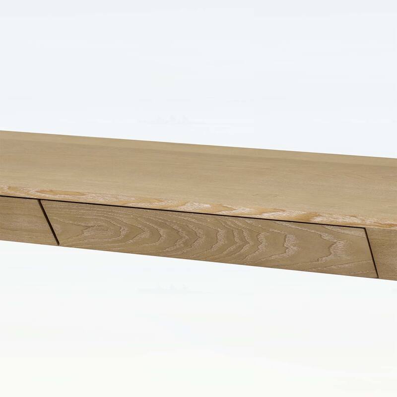 Farmhouse Console Table with 2 Concealed Drawers,Waterfall Edge,Thick Legs