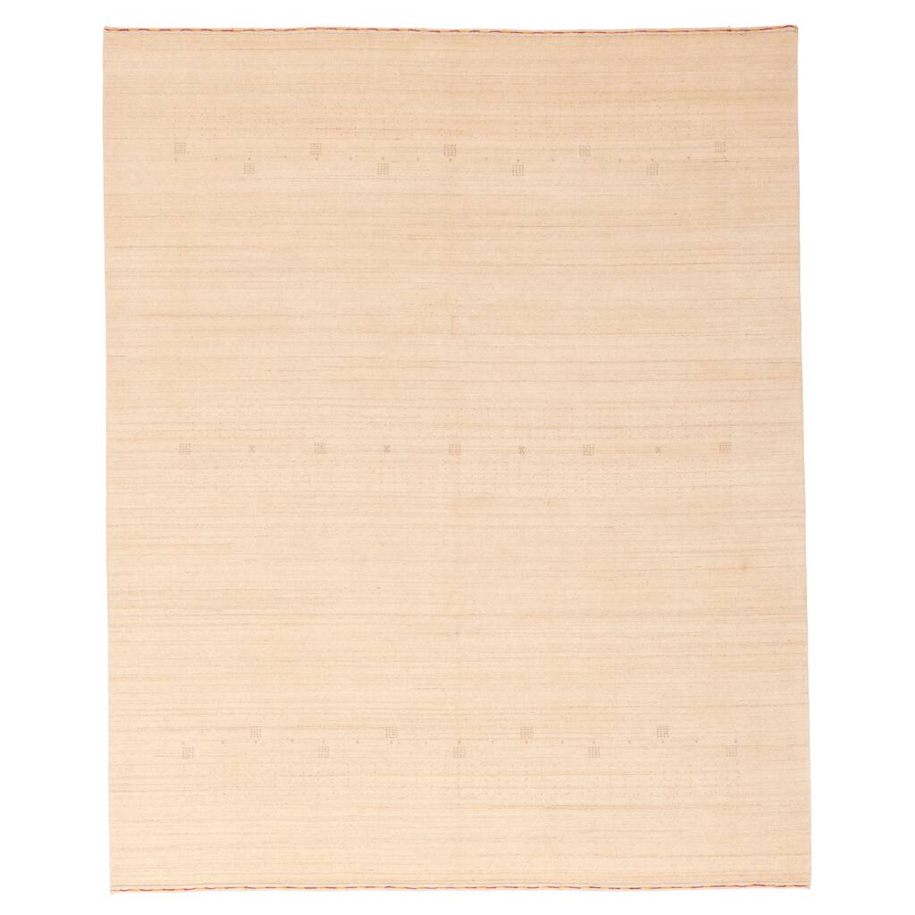 ECARPETGALLERY Hand Loomed Indo Gabbeh Ivory Wool Rug - 8'3 x 9'10