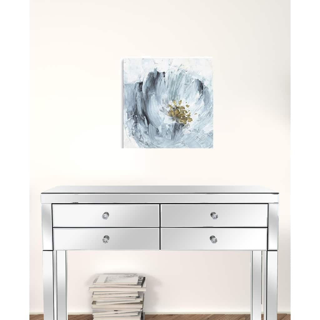 HomeRoots 20" x 20" Watercolor Abstract Gray Blue Flower Canvas Wall Art