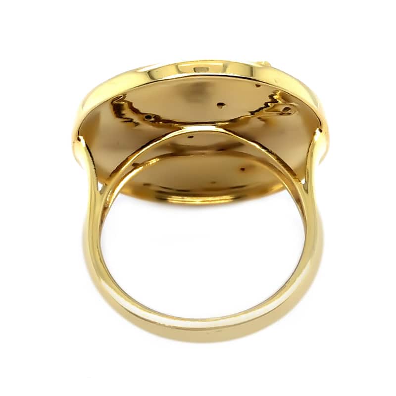 Sterling Silver Over Gold Plated White Zircon With Blue Enamel Taurus Zodiac Signs Ring