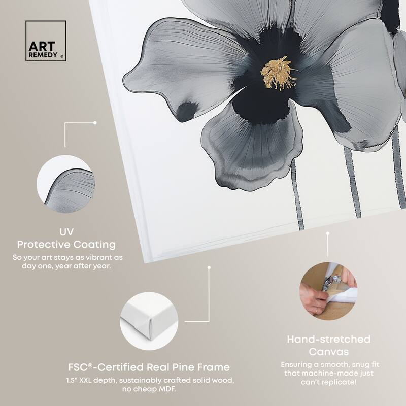 Art Remedy Drama Flora Gallery Wrapped Floral Fine 1 Piece Canvas Wall Art