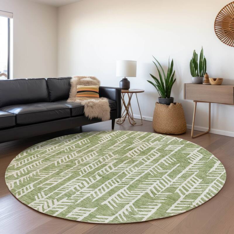 Premium Washable Super Soft Modern Arrows Mayfield Rug - Green - 8' x 8'