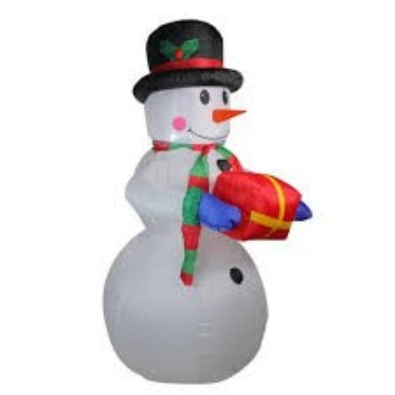 5' White Red Inflatable Lighted Snowman Christmas Yard Art Decor