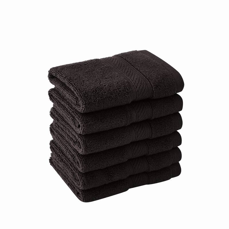 Royal Velvet Regal Plush Towel Collection - 6 Hand Towels - Espresso