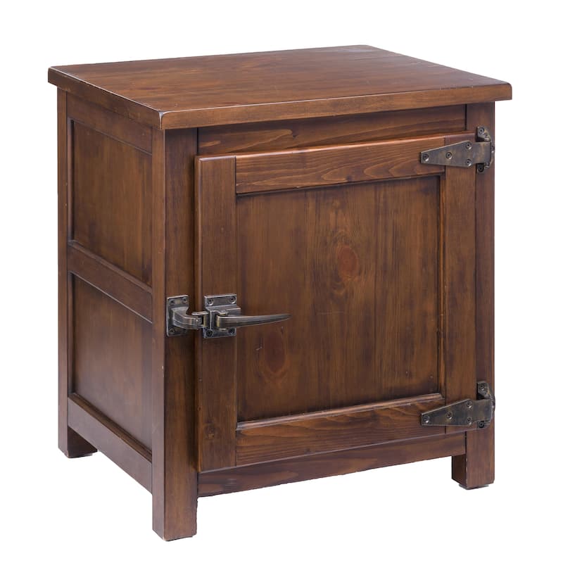Portland Ice Box Wood Storage Side Table with Replica Hardware - Walnut