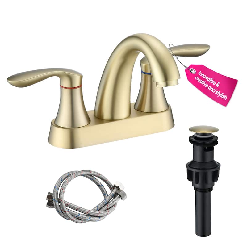 PROOX 2 Hole 4"centerest Bathroom Faucet with Pop up Dran assembly - Brushed Gold