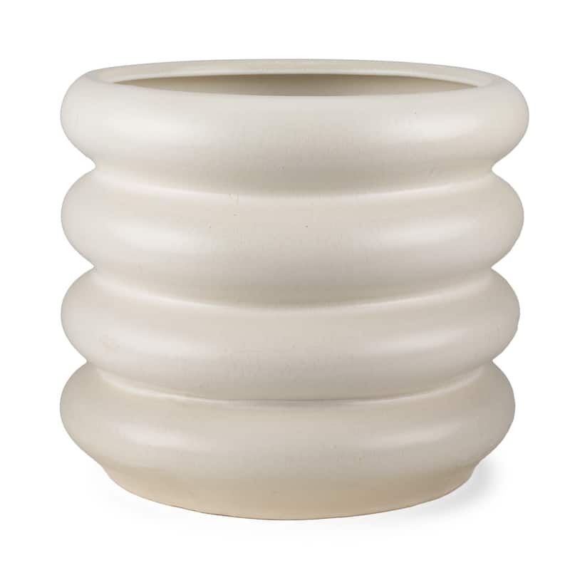 14" Cream Cylinder Ceramic Table Vase - 16.50