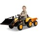 preview thumbnail 15 of 26, Hetoy 3 in 1 Ride on Tractor, 12V Ride on Bulldozer with Detachable Trailer Yellow