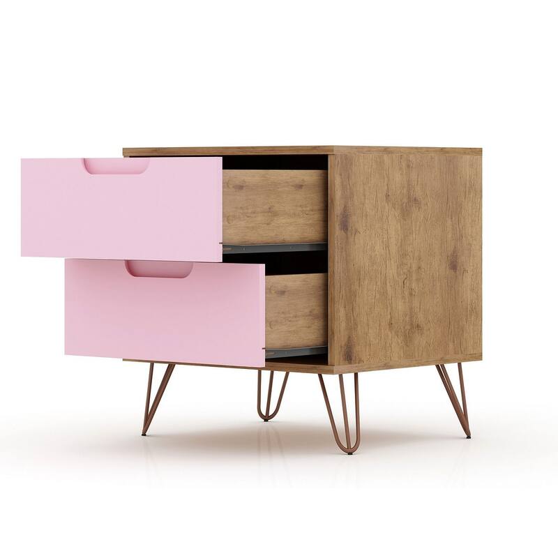 Manhattan Comfort Rockefeller 2-Drawer Nightstand (Set of 2)