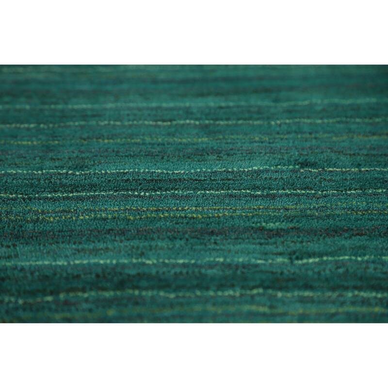 Tribal Green Gabbeh Indian Runner Rug Handmade Wool Carpet - 2'6" x 9'9"