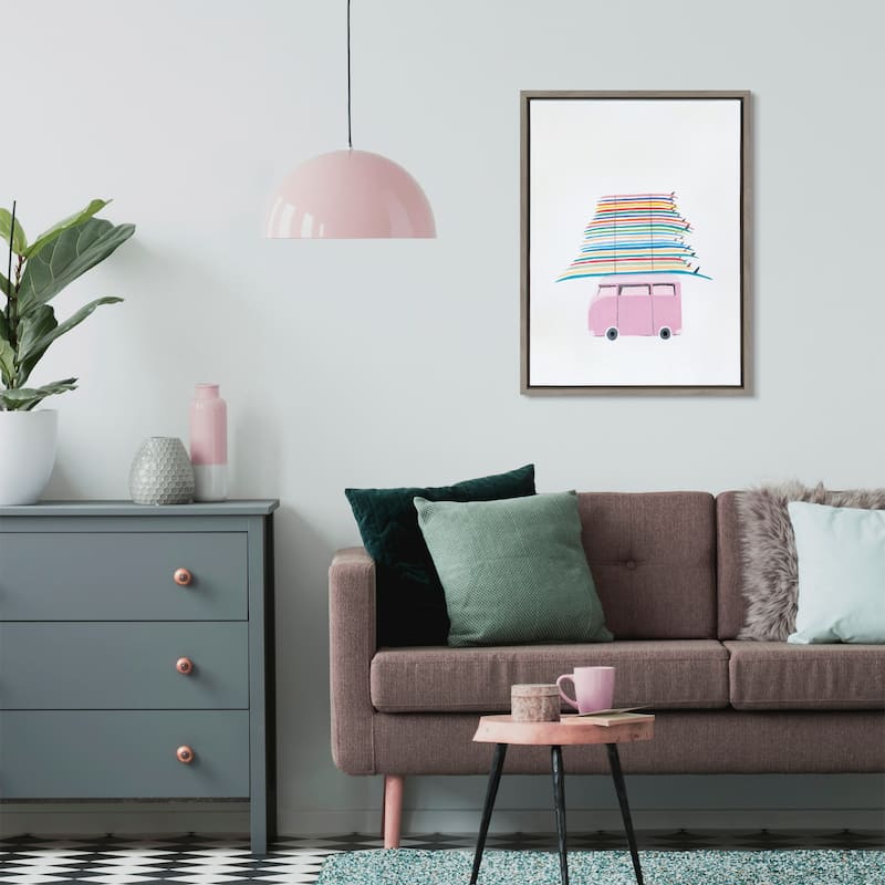 Kate and Laurel Sylvie Beachbound and Down Framed Canvas by Rachel Bolgov