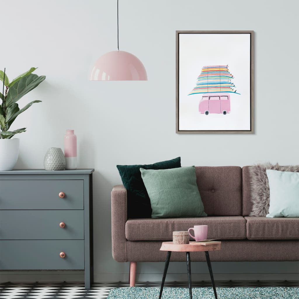 Kate and Laurel Sylvie Beachbound and Down Framed Canvas by Rachel Bolgov