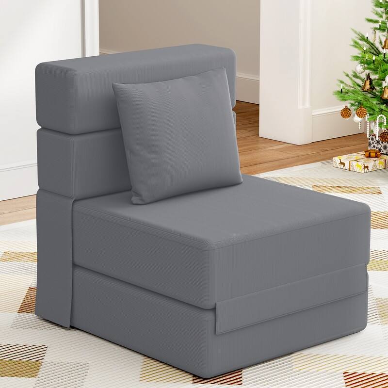 Corduroy Compression Convertible Folding Sectional Sofa