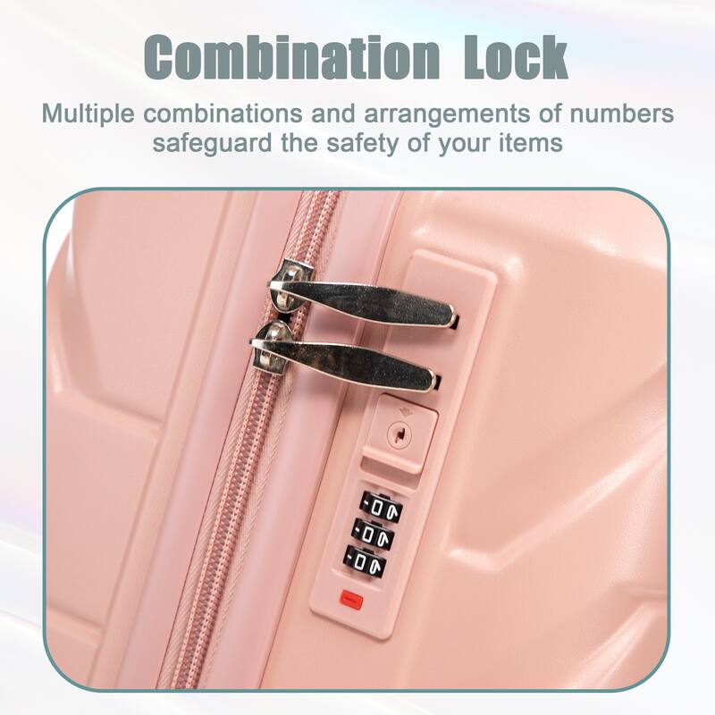 14"/20" 2 pcs/set in ABS Spinner Wheel Luggage, with Combination Lock,14" Cosmetic Case