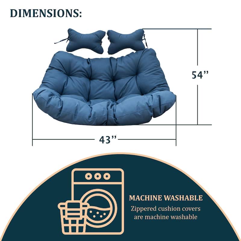 Egg Swing Chair Cushion Durable Weather Resistant Polyester Fits 2 People by LeisureMod