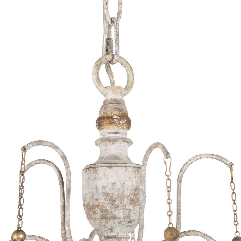 French Country 5-Light Empire Wood Chandelier for Dining Room - D 21.6" x H 30.3"
