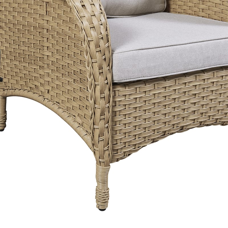 Gymojoy Outdoor Loveseat Sofa Club Chair Table Set with PE Wicker