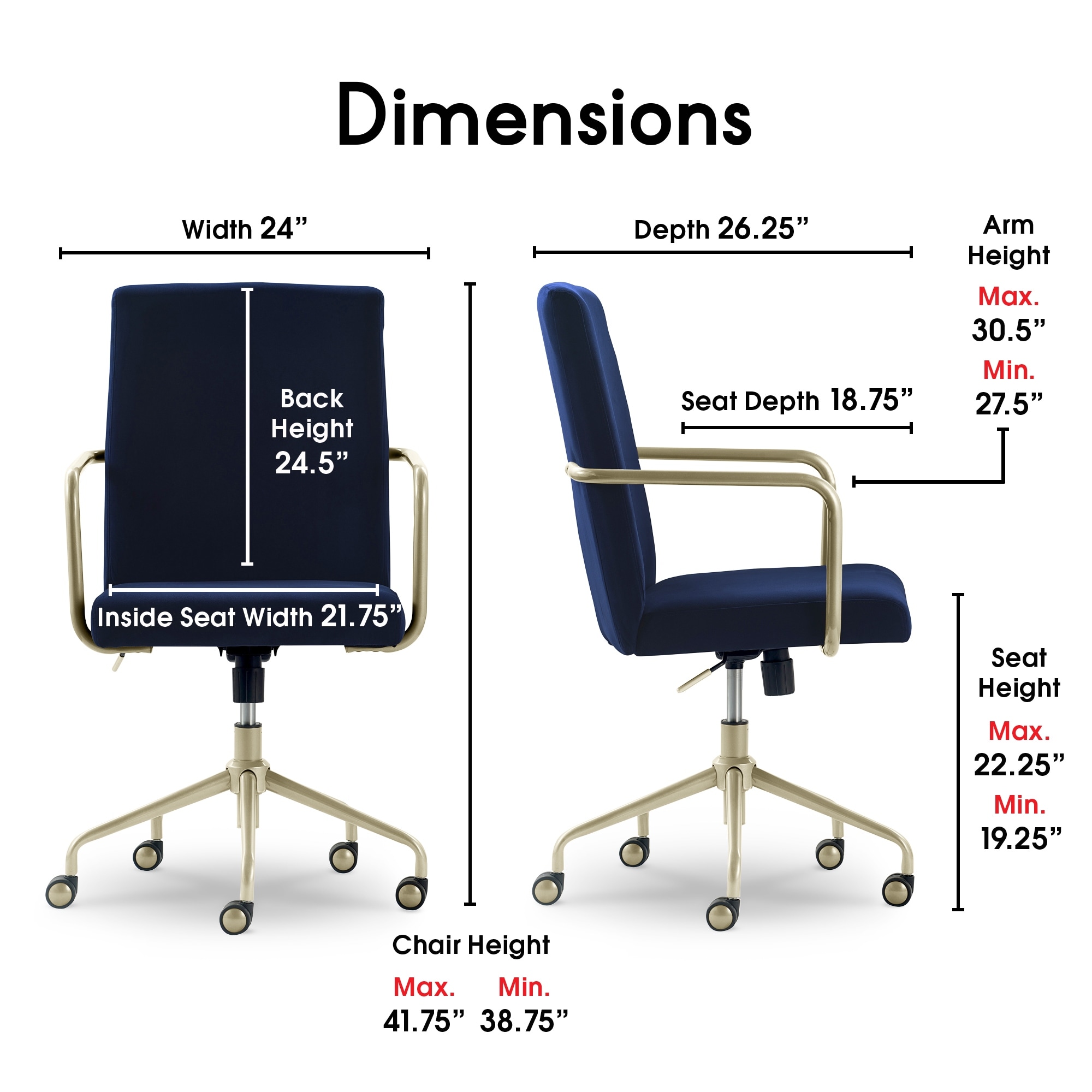 Elle decor giselle gold desk sale chair