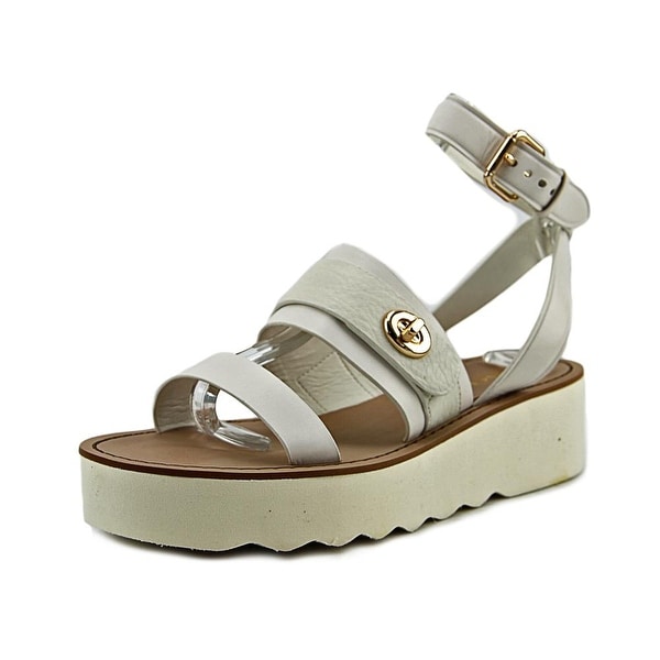 Coach Platt Peb Women Open Toe Leather Ivory Platform Sandal