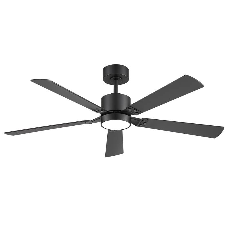 52-Inch Matte Black Ceiling Fan with RGB LED Light and Remote((5 Reversible Blades)