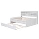 preview thumbnail 38 of 43, Full Size Wooden Captain Bed with Built-in Bookshelves, 3-Storage Drawers, and Trundle, Light Grey, Classic Style Bed Frame