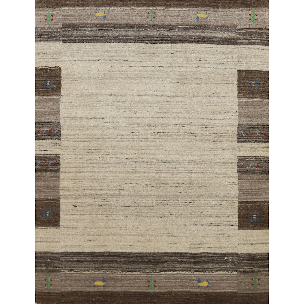 Gabbeh Indian Rug Handmade Tribal Beige Foyer Wool Carpet - 3'1" x 3'11"