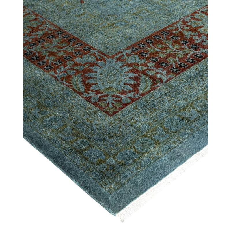 Overton Hand Knotted Wool Vintage Inspired Modern Contemporary Overdyed Gray Area Rug - 10' 3" x 13' 6"