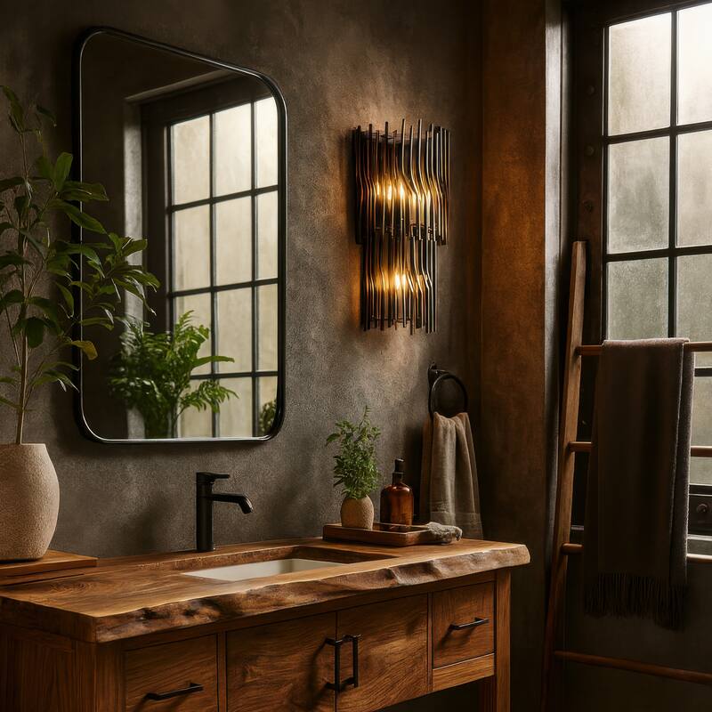 Varaluz Park Row Wall Sconce - Matte Black/French Gold - 6.25"D x 11"W x 20"H - 6.25"D x 11"W x 20"H