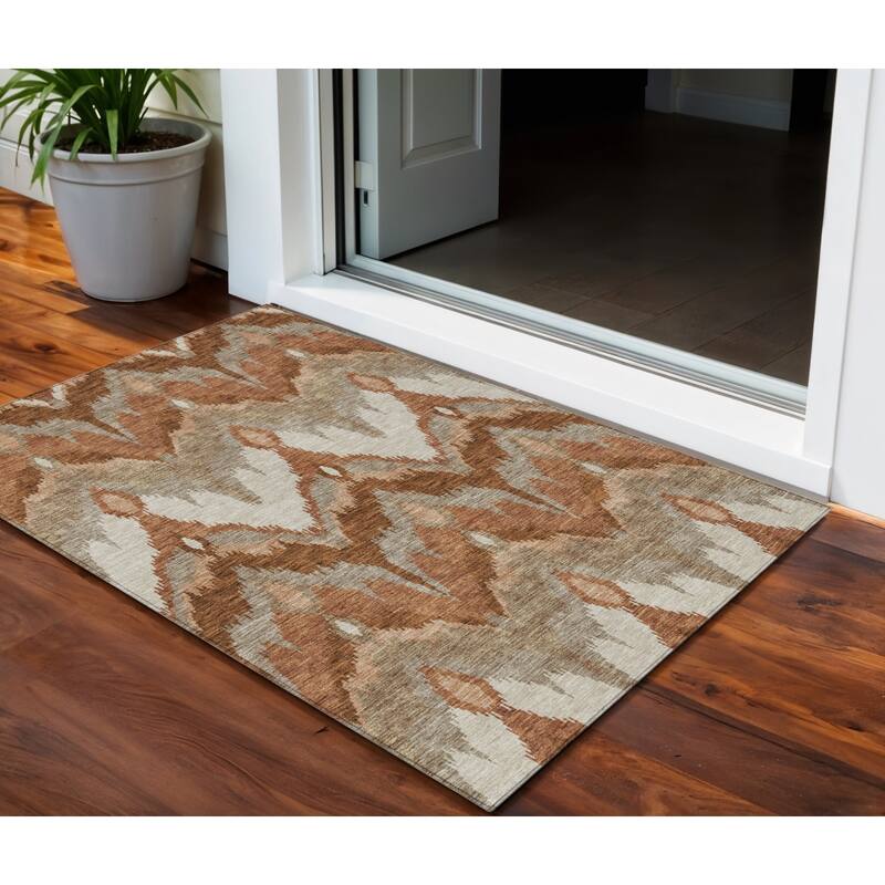 HomeRoots Ikat Transitional Rectangle Outdoor Rug - 3' x 5'