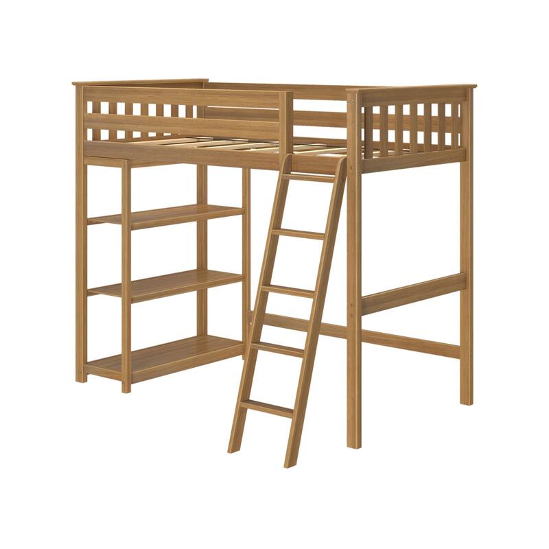 Max and Lily Twin Size High Loft Bed with Bookcase