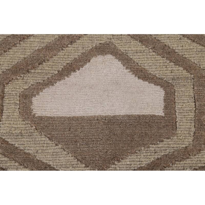 Large Abstract Modern Rug Handmade Wool Carpet - 9'11"x 13'9"