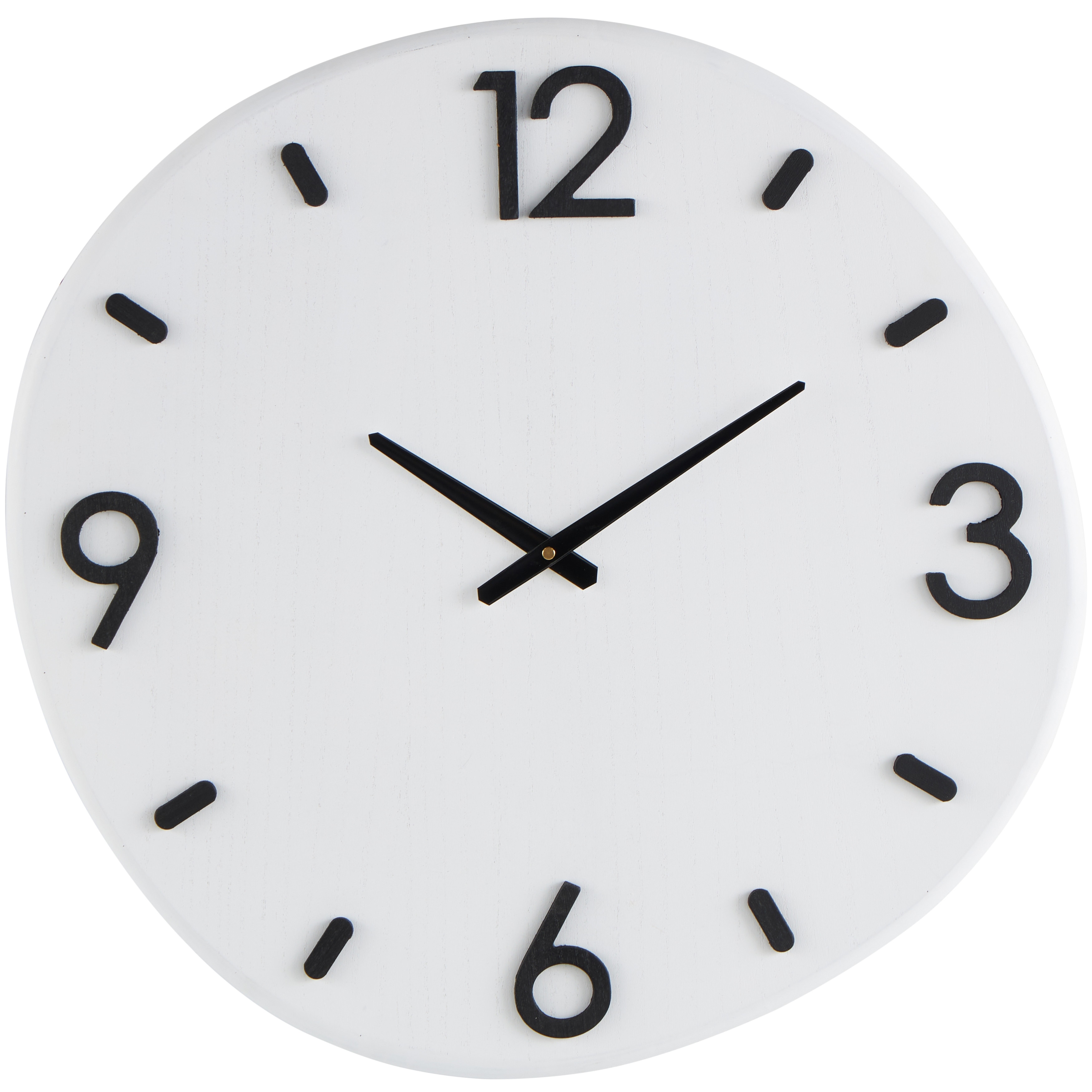 Wood Round Decorative Wall Clock with Black Hands and Numbers - White - Roche River Decor - 1"W x 24"L x 23"H