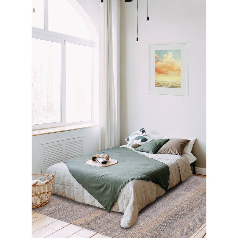 ECARPETGALLERY Hand-knotted Silk Shadow Light Blue Silk, Wool Rug - 8'11 x 11'11