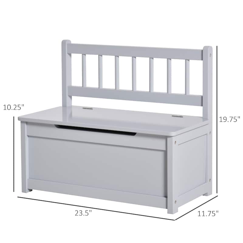 Qaba 2-IN-1 Wooden Toy Box Kids Seat Bench Storage Chest Cabinet Chunk Cube with Safety Pneumatic Rod
