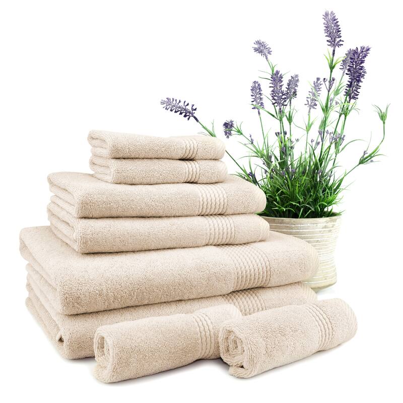 East'N Blue Lara Turkish Cotton Bath Towel Set (Set of 8) - (2 Bath Towel, 2 Hand Towel, 4 Washcloth)