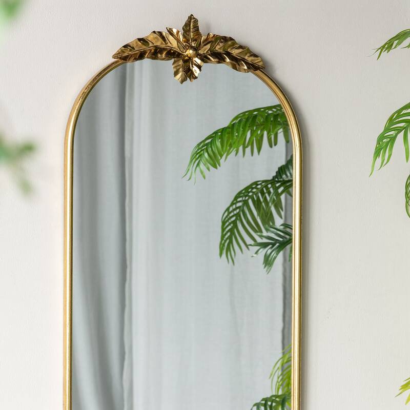 24" x 42" Arched Wall Mirror with Gold Metal Frame