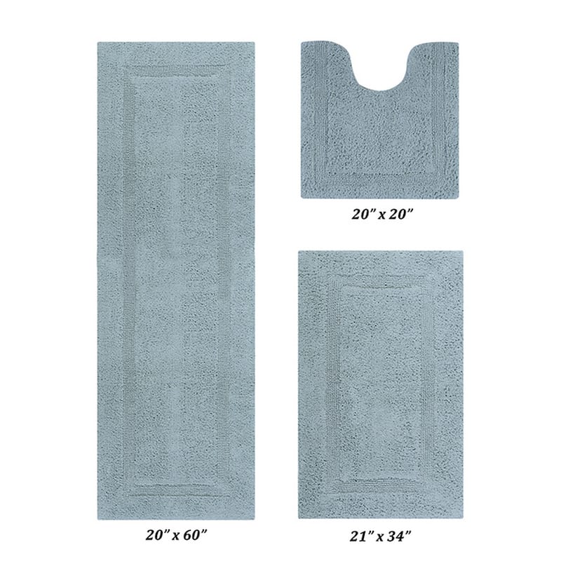 Better Trends Bath Rugs Set 100% Cotton Reversible Water Absorbent Bathroom Rug for Shower, Sink, Bath Mats - Lux Collection