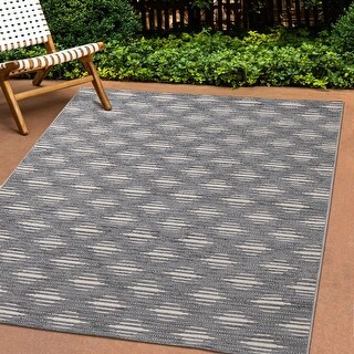 Valencia Collection - Grey/Cream Trellis Indoor/Outdoor Rug - Bed Bath ...