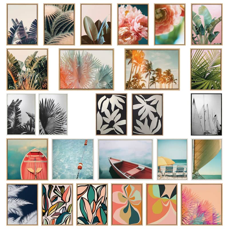 Kate and Laurel Sylvie Retro Floral 4 Framed Canvas by Alicia Bock