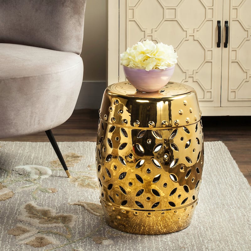 SAFAVIEH Paradise Snaefridur Harmony White Ceramic Decorative Garden Stool