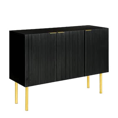 Sideboard Cabinet with Gold Metal Legs, Handles and Adjustable Shelves - 47"L x 16.5"W x 35.5"H