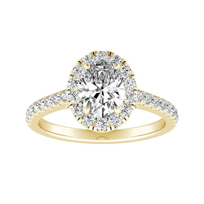 Auriya 14k Gold 3/4ctw Oval-cut Halo Diamond Engagement Ring - Yellow - 4