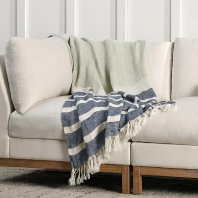 Villa by Classic Home Sherry 100% Belgian Linen Multicolor Throw Blanket