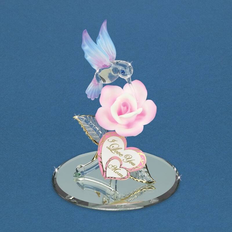 Curata I Love You Mom Hummingbird and Rose Figurine