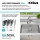 preview thumbnail 6 of 87, KRAUS Dex Stainless Steel Single Bowl Undermount Kitchen Bar Sink