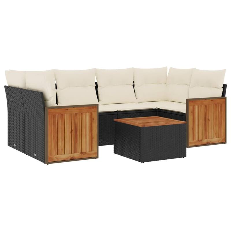 vidaXL Patio Sofa Set with Cushions Outdoor Furniture 7 Piece Poly Rattan